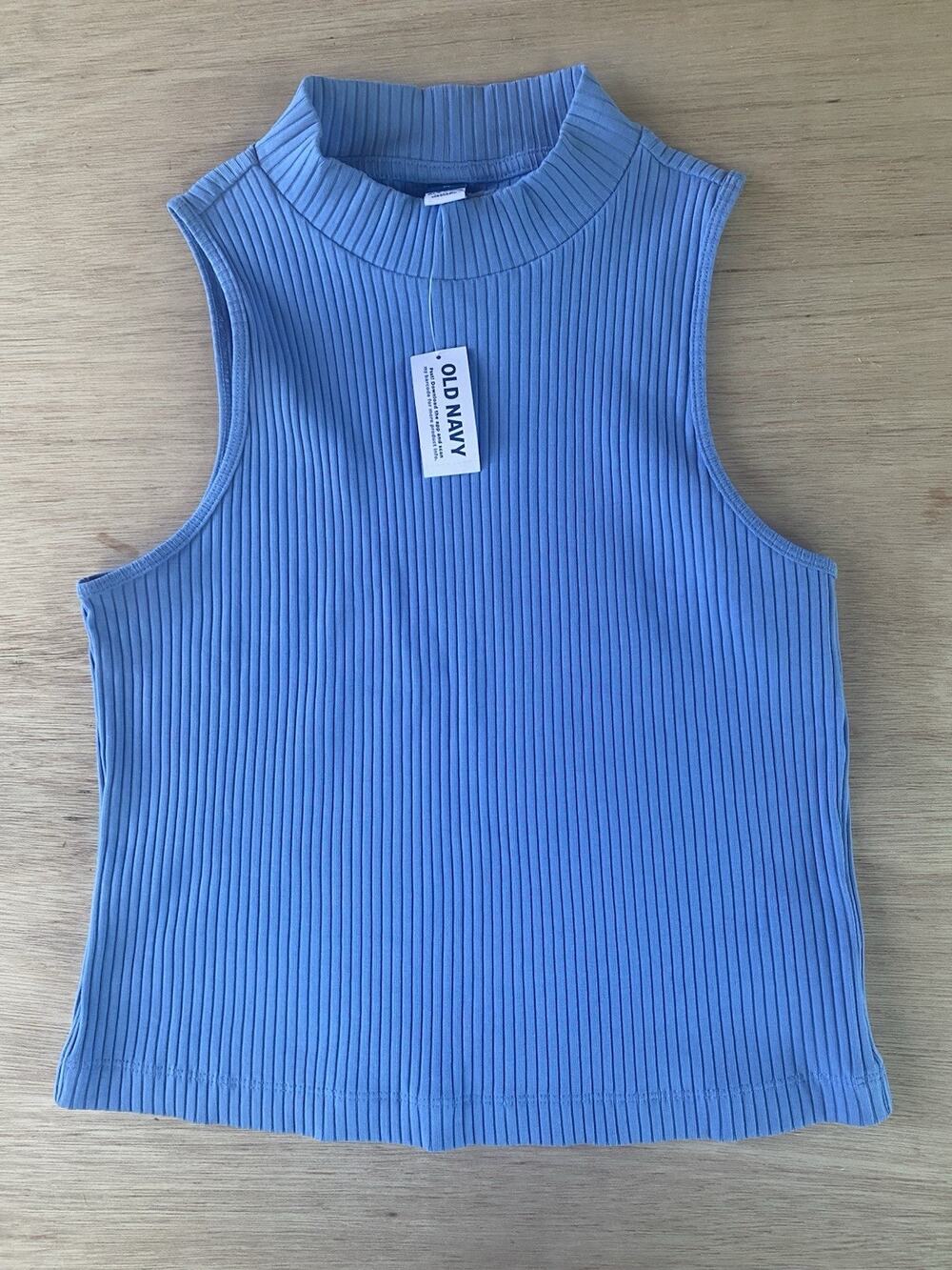 Old Navy Women's Cornflower Blue Sleeveless Ribbed Mock Neck Top Size M